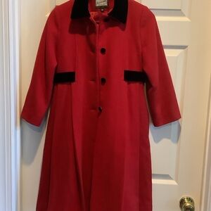 Rothschild Red Trench Coat with Black Details, wool